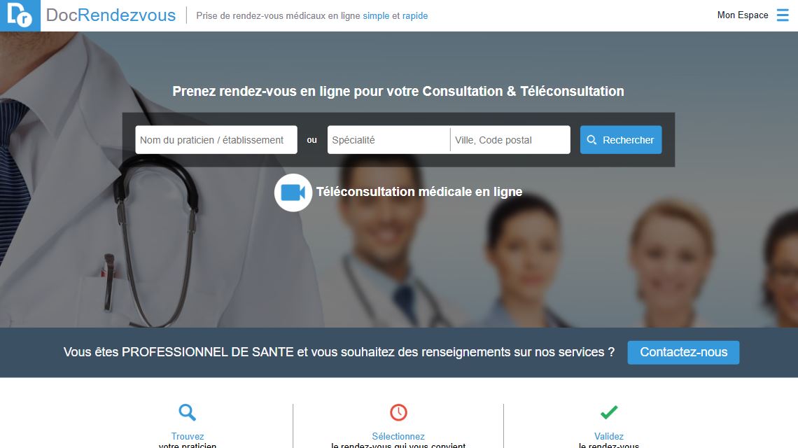 Aperçu de DocRendezvous pour la prise de rendez-vous en ligne